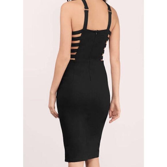 Tobi Caged Side Cutout Halter Bodycon Midi Dress, Size Medium - Picture 4 of 15